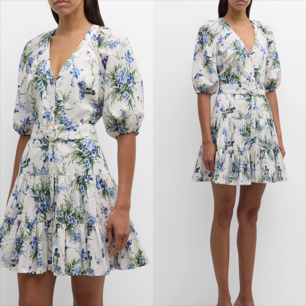 Veronica beard Dewey belted button front floral mini dress FIRM PRICE